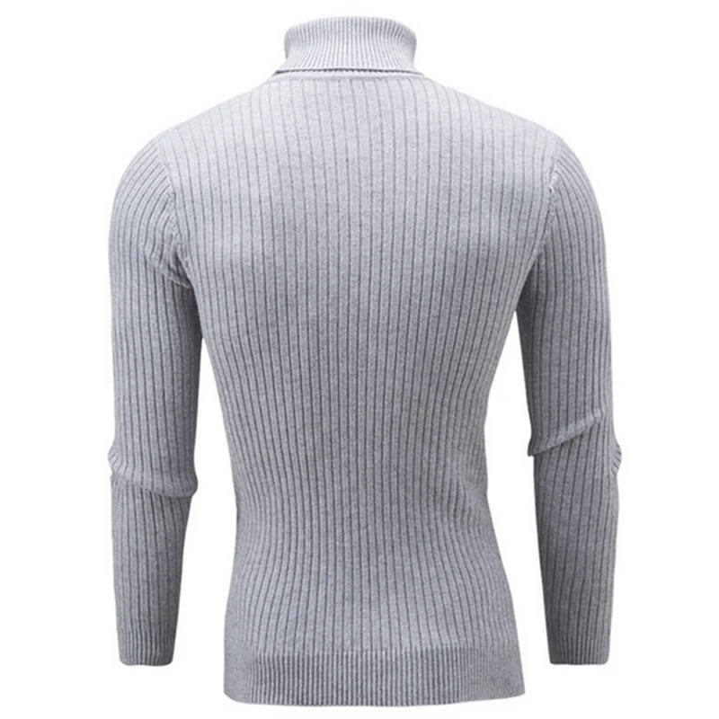 WENYUJH, высококачественный теплый свитер с высоким воротом, мужской однотонный вязаный мужской свитер, повседневный тонкий пуловер, мужской топ с двойным воротником