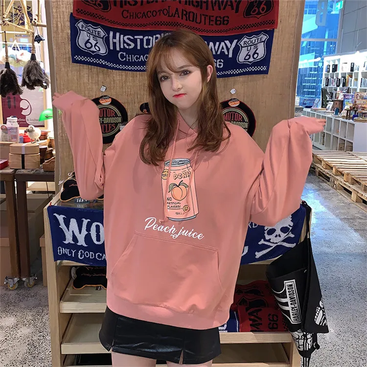 Осень Корея ins Harajuku Винтаж BF с длинным рукавом Толстовка Женская мода Свободный плюс бархат толстый Повседневный женский свитер