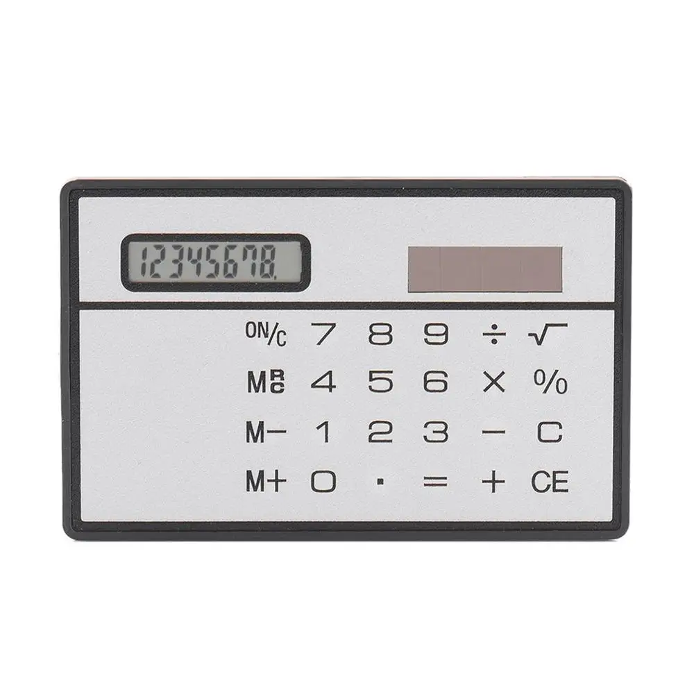 8-значный ультра тонкий солнечный Мощность калькулятор с Сенсорный экран дизайн кредитной карты Портативный мини калькулятор для Бизнес школы - Цвет: Silver