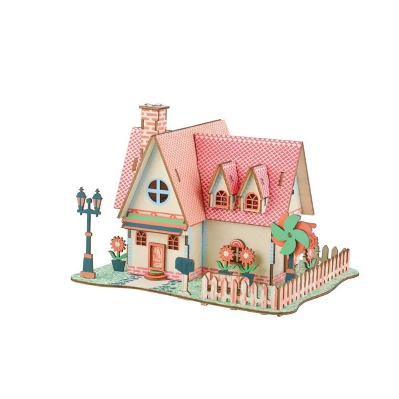 Моделирование 3D дом вилла модель Дерево собрать головоломки разбирать головоломки Дети интеллект развивающие игрушки Детский подарок