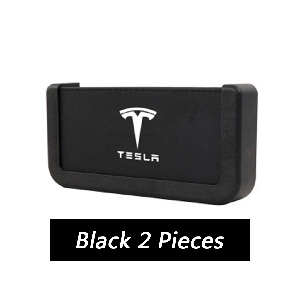 Black 2 pcs Автомобильное сиденье боковой ящик для хранения Tesla модель 3 модель X модель S Авто Дверной подлокотник Задняя сумка для хранения аксессуары для стайлинга автомобиля - Название цвета: Black 2 pcs