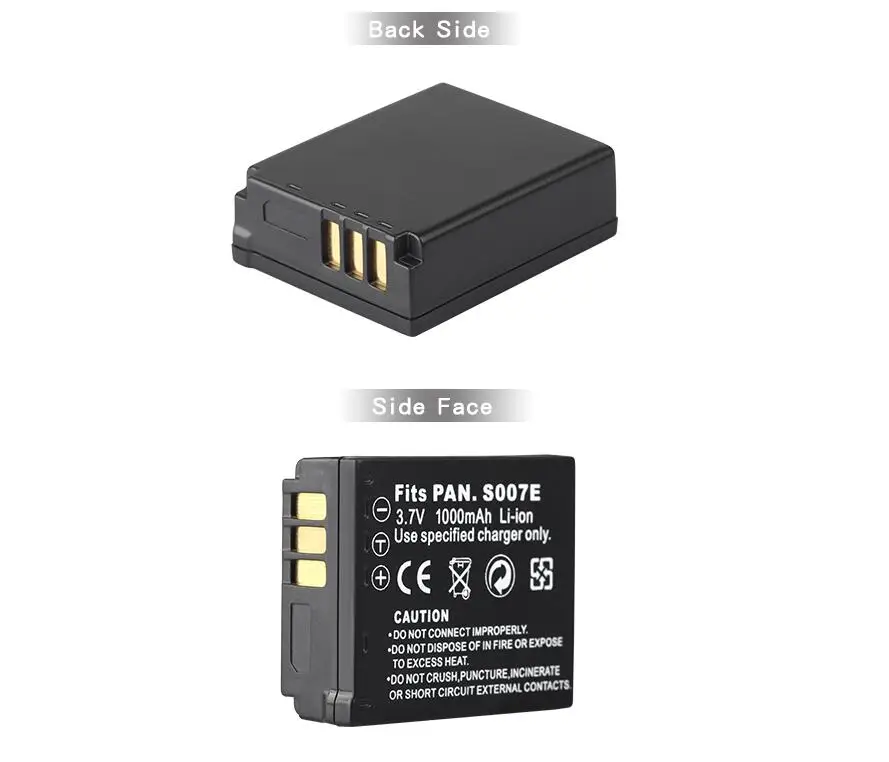 CGAS007 Cga-s007e для Panasonic Lumix Батарея DMC TZ1 TZ2 TZ3 TZ4 TZ5 TZ50 TZ15 Камера мА/ч. Аккумулятор 1000 мАч CGA S007 S007E