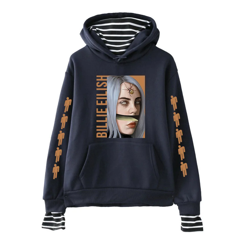 blue - style 3 Billie Eilish, для взрослых, унисекс, для женщин и мужчин, с буквенным принтом, толстовка с капюшоном, куртка, свитер, сшитый, стильный, в полоску, спортивный костюм для мальчиков - Цвет: blue - style 3