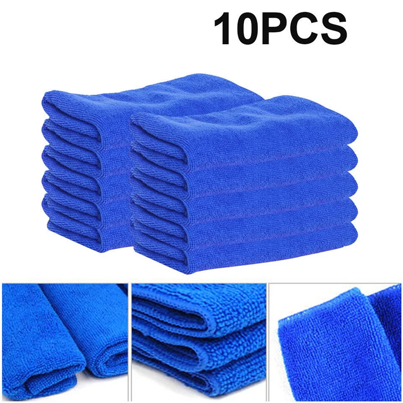 25* 25cm 10pcs Blue Microfiber Cleaning Cloth No-Scratch Rag Car Polishing Detailing Superfine Fiber Towel 25* 25cm 10pcs Blue Microfiber Cleaning Cloth No-Scratch Rag Car Polishing Detailing Superfine Fiber Towel