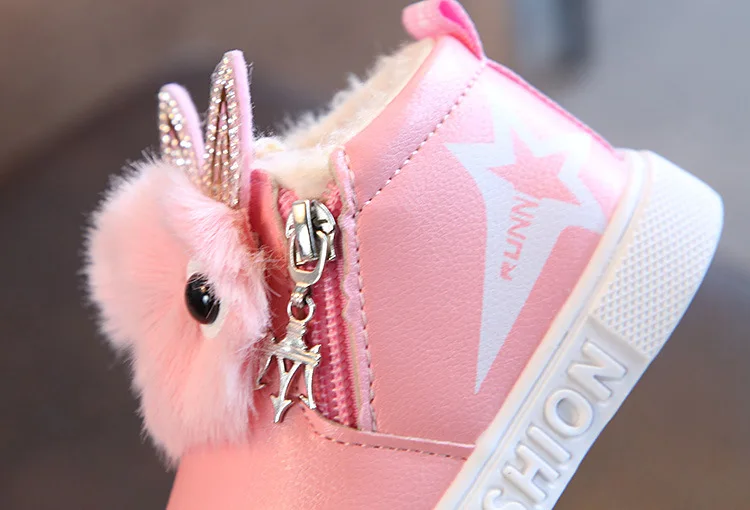 Коров панды; теплые ботинки для девушек детская зимняя обувь для одежда для малышей обувь для девочки с плюшевой подкладкой с мультипликационным принтом с дизайном в виде костюма кролика От 1 до 5 лет