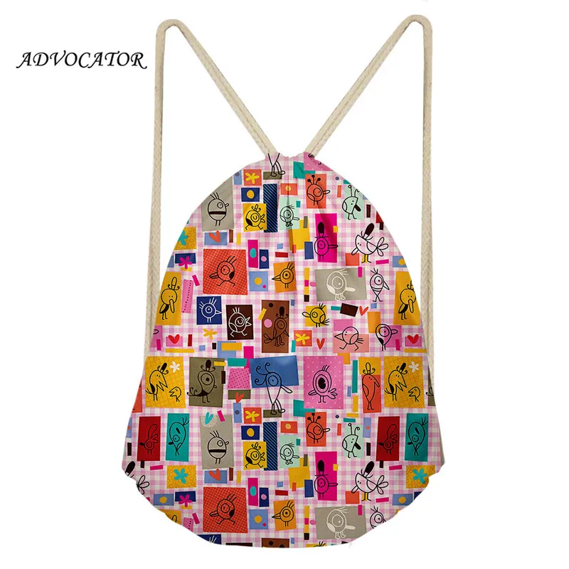 

Cartoon Fish Giraffe Pattern Travel Drawstring Bag Schoolbag Draw String Bag Polyester Bag Women Storage Package Torba Sportowa