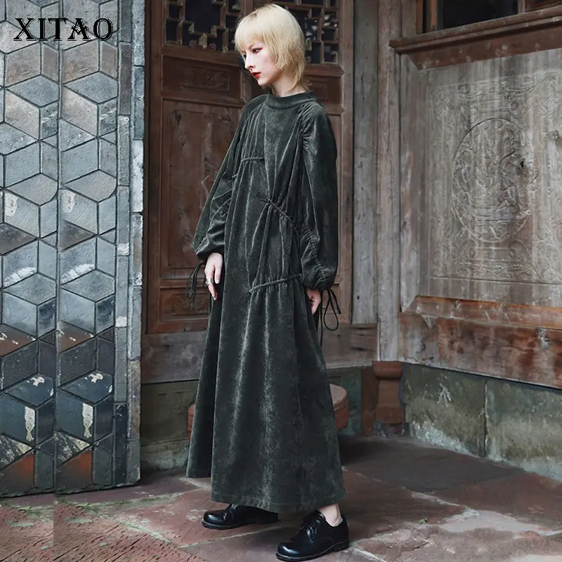 XITAO Vintage Corduroy Dresses for Women Plus Size