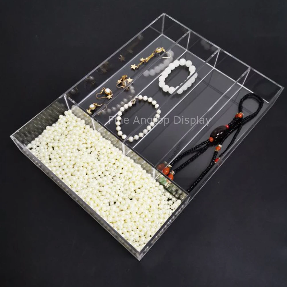 Fashion Clear Acrylic Diy Finding Case Ring Showing Tray Jewelry Holder Sunglasses Display Bracelet Beads Storage Box Organizer clear collection acrylic tray cosmetic drawer organizer sunglasses jewelry storage tray holder
