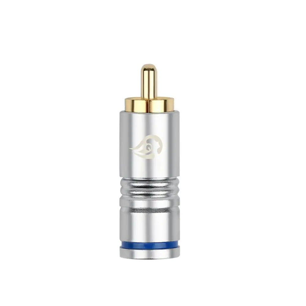 blue QYFANG 4 шт./лот 24K позолоченный медный RCA штекер из углеродного волокна прочный линейный разъем пайки кабель блокировки аудио разъем адаптер - Цвет: blue