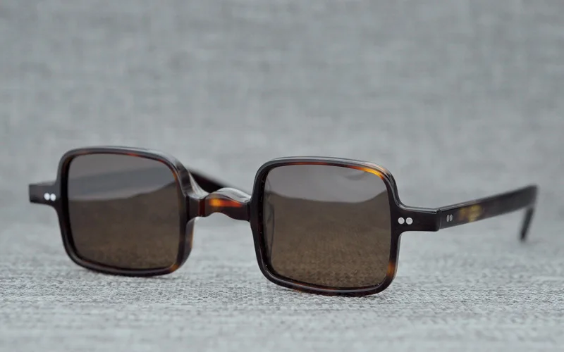 Acetate Vintage Polarized Sunglasses Men Women Brand Designer Square Sun Glasses for Men Retro Small Sunglass Black UV400 Oculos - Цвет линз: Tortoise Tea