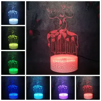

Xmas New Year Merry Reindeer Home Art Decor 7 Color Gradient Flash RGB Charge Lava 3D Bulb LED Dimming Night Light Crack Table