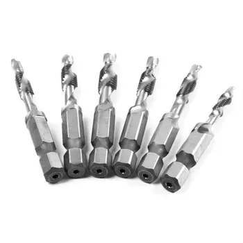 

6pcs HSS 1/4 Hex Shank Combination Drill Tap Bit Deburr Countersink Kit Set New