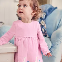 Little maven/Модная брендовая осенняя одежда для маленьких девочек; фиолетовые хлопковые платья с аппликацией животных для маленьких девочек; S0528