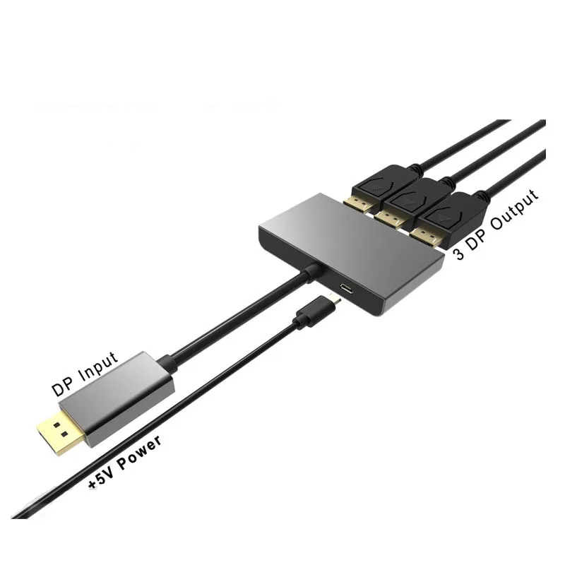 DP1.4 3 Port DisplayPort MST Hub 8K@60Hz DP1.4 to 3x DP Multi Monitor Splitter (MSTDP123DP) For 3 DP Monitor Setup Ultra HD KVM
