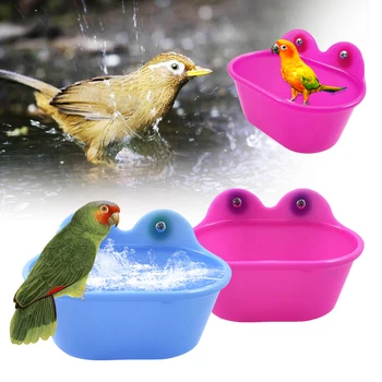

1 Pc Parrot Bath Basin Bird Perch Shower Pet Bird Bath Cage Basin Parrot Shower Supplies With Mirror Food Bowl Birds Accessorie