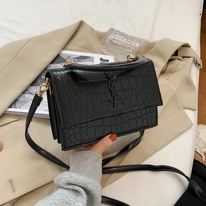 

Classic Crocodile Pattern Small Crossbody Bags For Women 2020 Luxury Brand Designer Letter Shoulder Bag New Solid Color Handbags