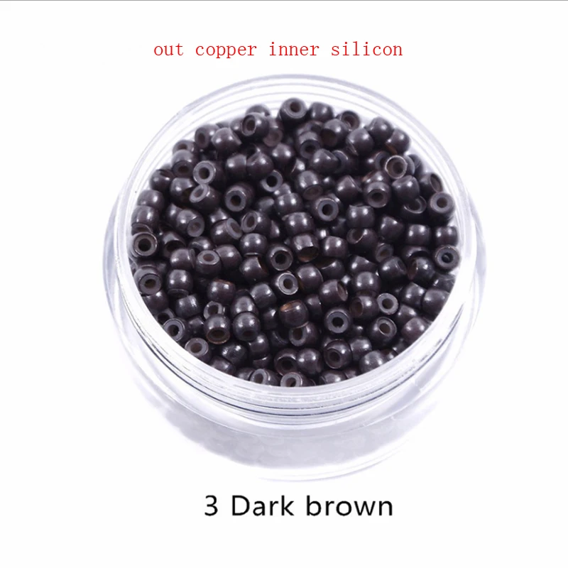 copper silicon beads 1000 шт аксессуары для косичек бусины для волос микронано кольца для дредлок и настоящие человеческие волосы для наращивания медь и силиконовые бусины - Цвет: copper silicon beads