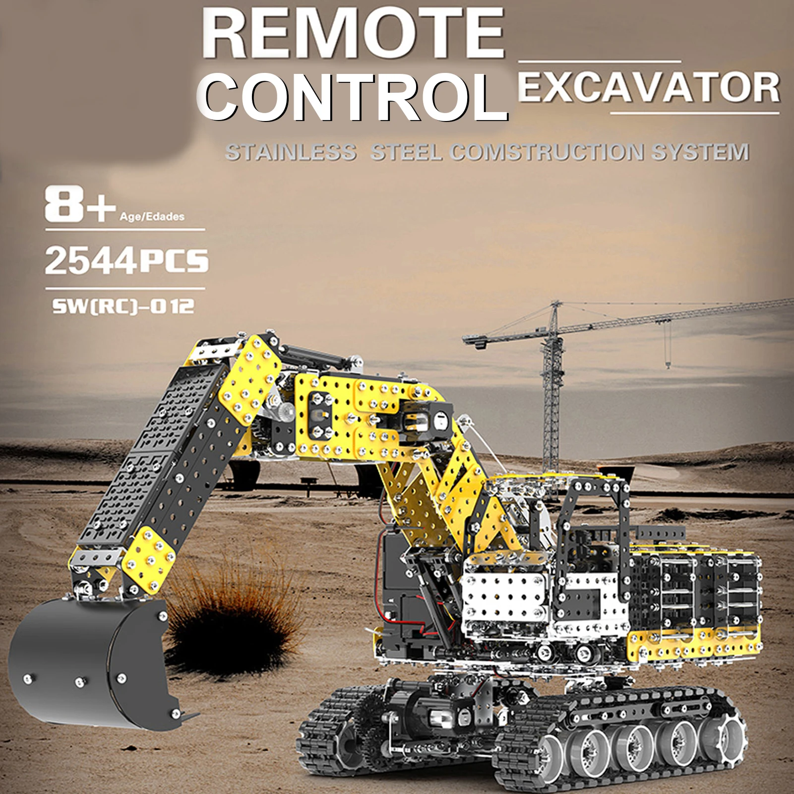 DIY 2.4G RC Car Stainless Steel Excavator Engineering Construction | Игрушки и хобби