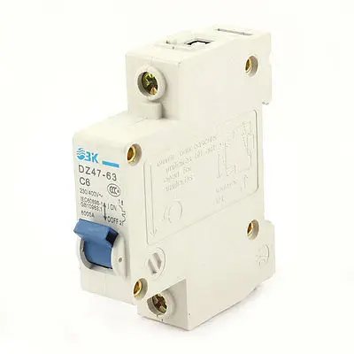 DZ47-63 C6 1 полюс AC 230 V/400 V 6A мини перегруженные миниатюрный автоматический выключатель