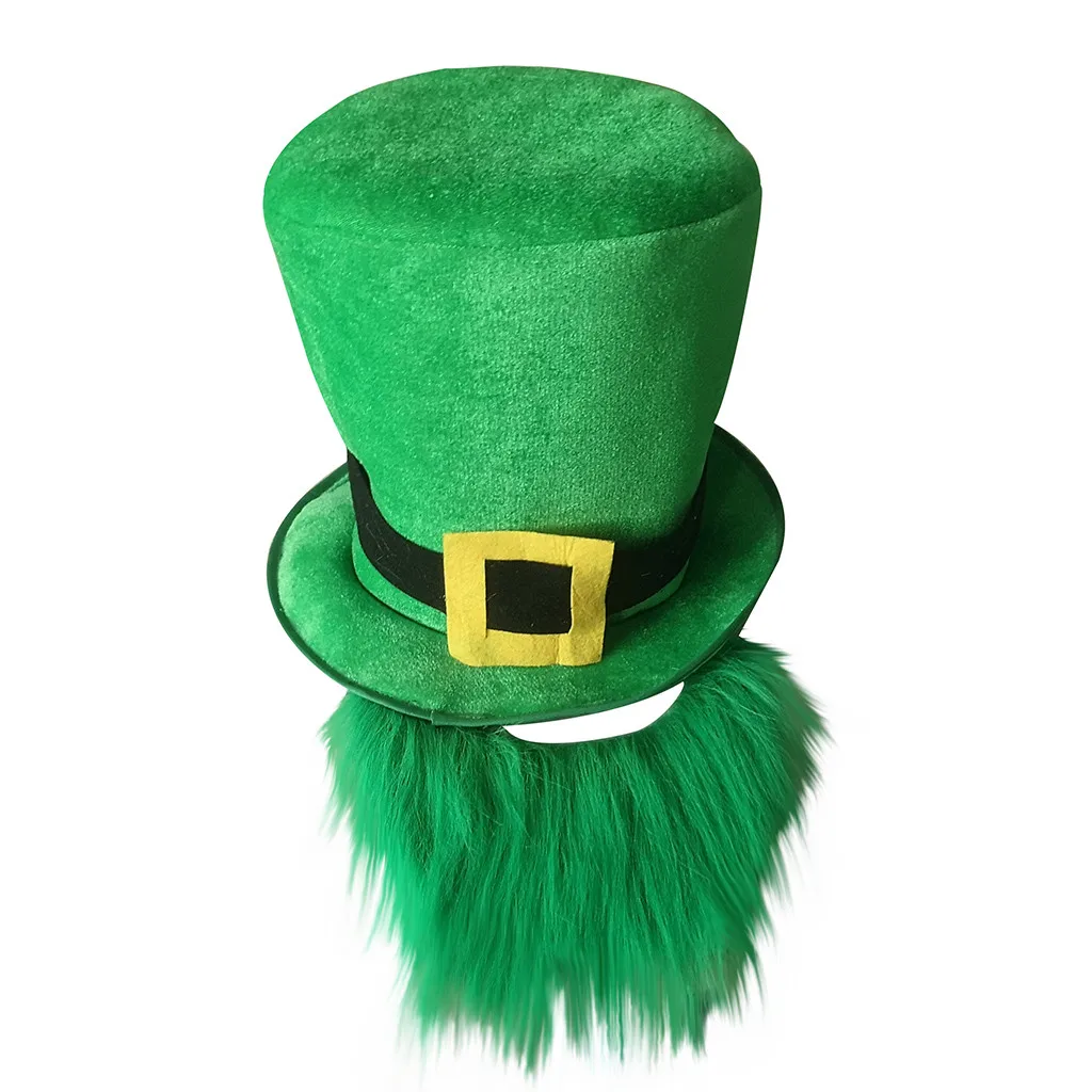 iGeeKid St Patricks Party Hats Accessories Green Leprechaun Top Hats With  Beard for Men Women Irish Day Costume Party Favors