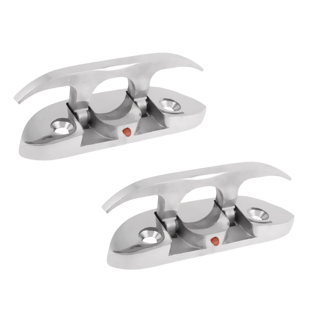 2 Piece FOLDING CLEAT Boat Marine Hardware Stainless Steel Cleat 4-1/2