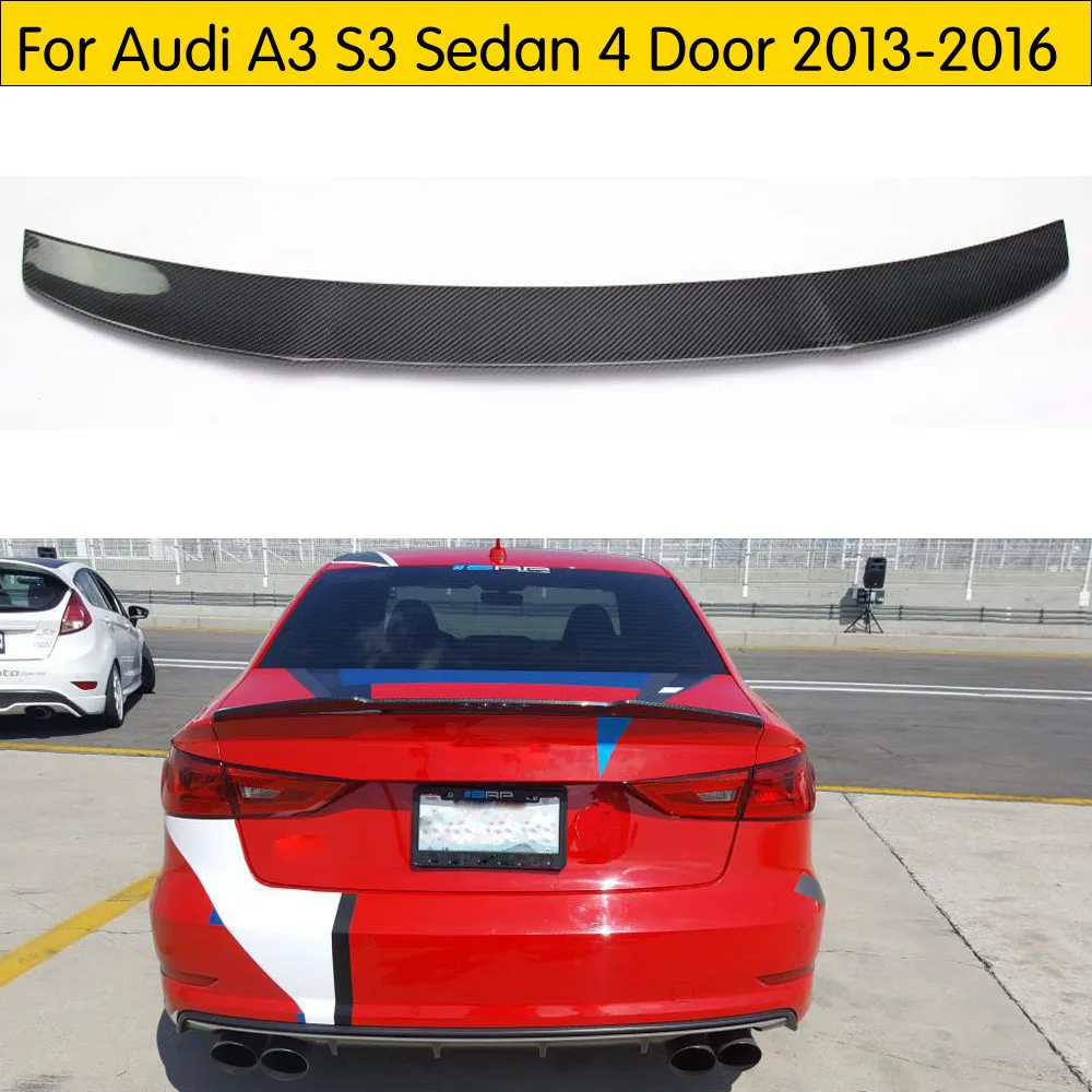 Углеродного волокна задний багажник спойлер JC Стайлинг для Audi для A3 и S3 седан 2013-2016