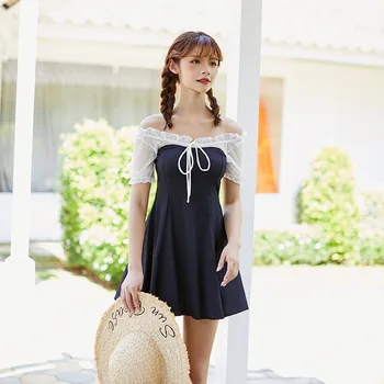 

Swimsuit Push Up Separate Women's Swimwear With Sexy Bikini Set 2020 New Korea Pure Block One Piece Swimsuits Skirt Girl Solid