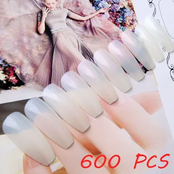 

600 PCS Shape False Nail Tips Long Short Ballerina Coffin Nails Long Stiletto Nails All Natural White Nail Bags