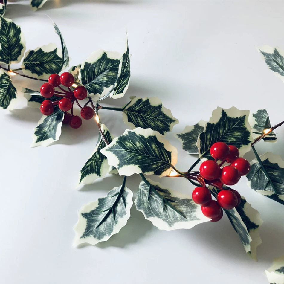 New 2m Led string Artificial Red Holly Berry Christmas DIY Home Garden Decorations Christmas Supplies decoration for home hot