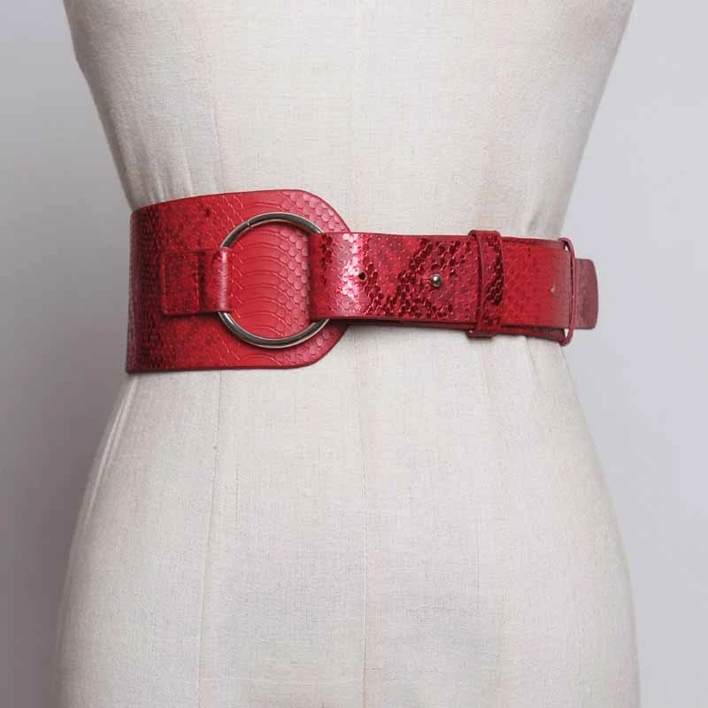 [YaLee] Новая мода Лето Осень простой пряжкой круглое металлическое кольцо неправильное PU кожаный пояс Ширина ремни для женщин N408