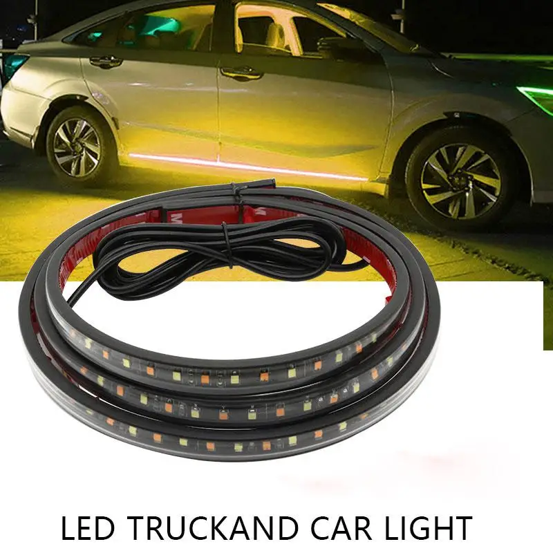 

2pcs LED Side Pedal Light Strip Pickup Truck Chassis Light w/ Turn Warning Light Two-color Undercarriage Atmosphere Lamps 60in