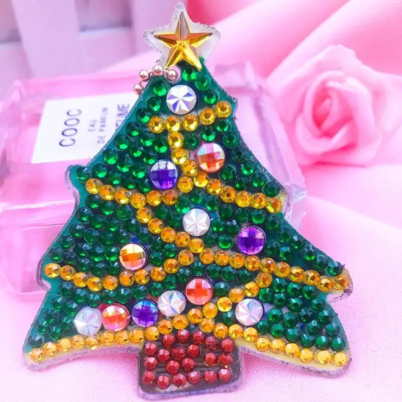 4 шт. DIY ремешок для ключей со стразами Рождество/животное полный Алмазная картина брелок цепочка для ключей вышивка крестиком женская сумка брелки