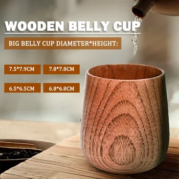 

Japanese Style Natural Wooden Cup Reusable Environmental Protection Tea Coffee Milk Wine Cup Heat Insulation Water Cup