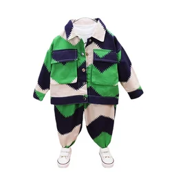 Roupas de primavera para crianças, jaqueta e calças de algodão com 2 partes, fantasia casual para meninos e meninas, roupas esportivas de outono