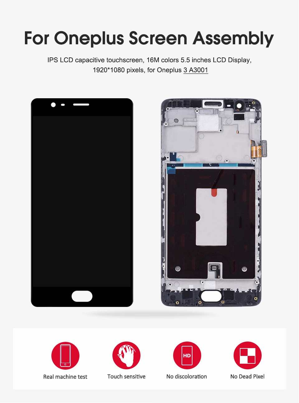 Для 5," FHD Oneplus 3 A3000 A3003 ЖК-дисплей с сенсорным экраном дигитайзер+ рамка в сборе Европейская версия для Oneplus 3 ЖК-экран