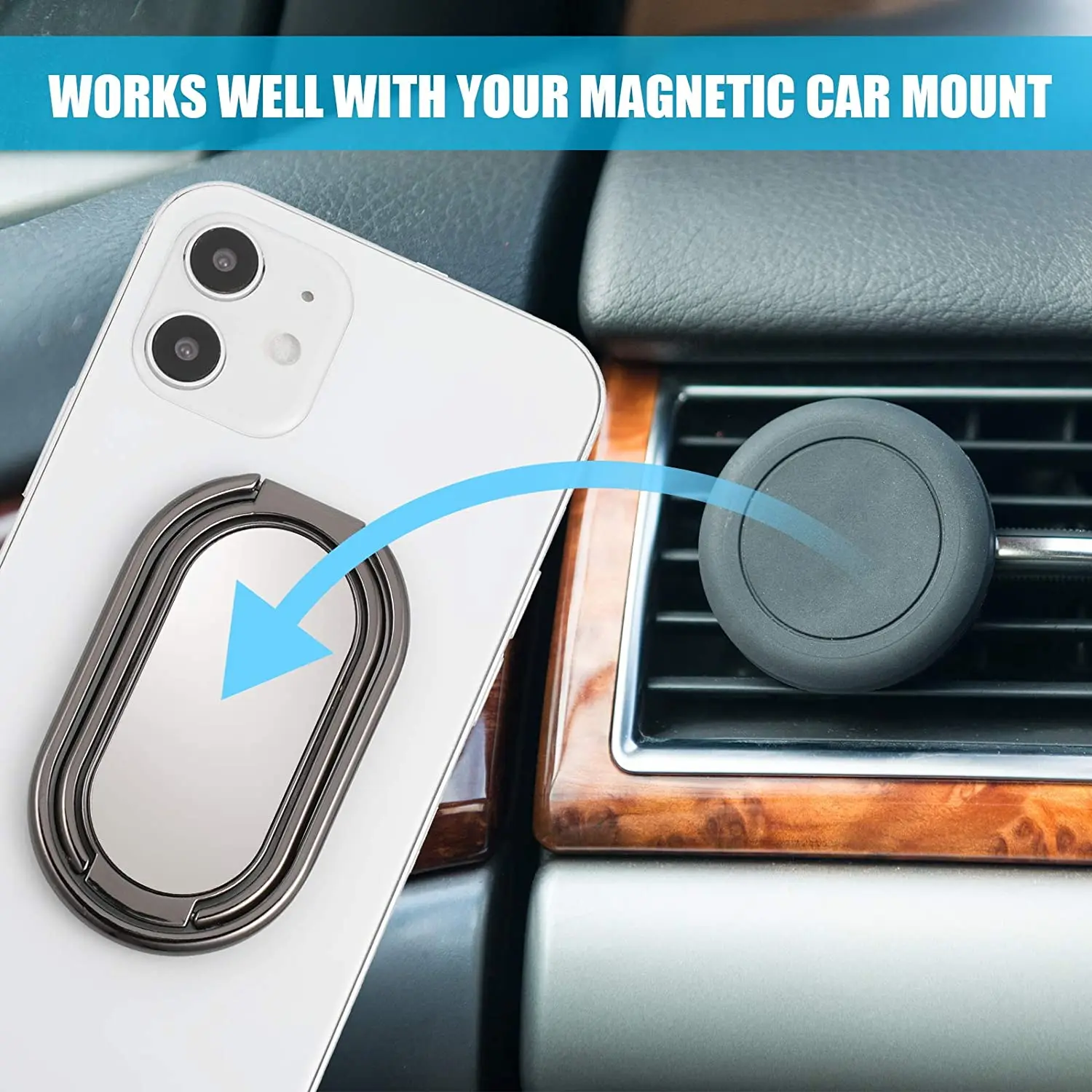 Car Mount with Hook for Smartphone-Cute Yorkie 360 Degree Finger Stand Cell Phone Ring Holder