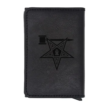 

The Eastern Star Masonic Symbol Credit Card Holder Blocking Rfid Wallet PU Leather Unisex Security Information Aluminum Purse