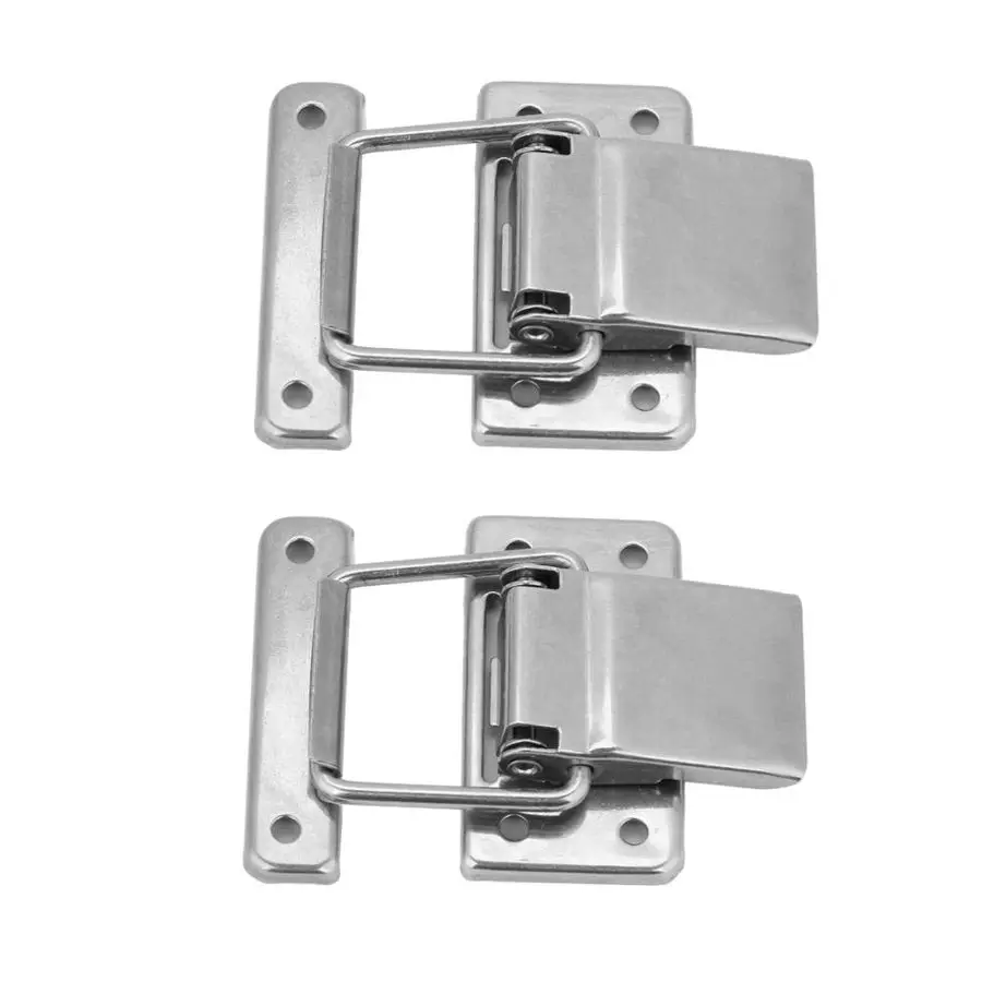 Toggle Latches 2Pcs Stainless Steel Latch Hasp Lock For Cabinet Case Spring Loaded Latch Catch Toggle Hasp Wooden Box Lock Furniture Hardware