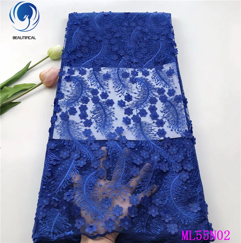 

BEAUTIFICAL African Lace Royal Blue Nigerian Wedding Flower 3d Tulle Lace French Net Lace 3d African Fabric ML55N02