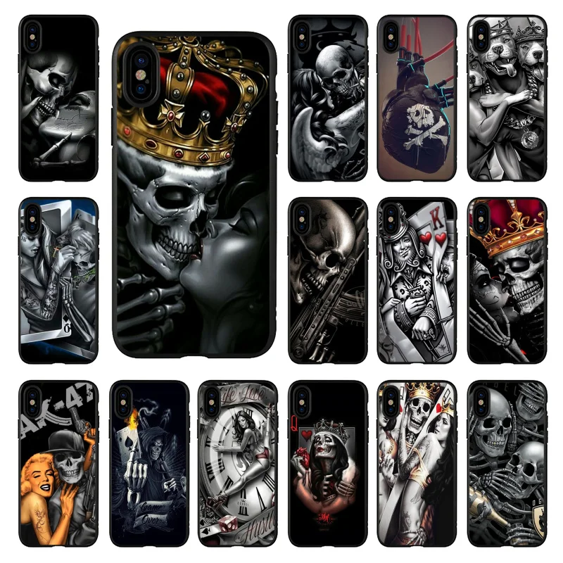 Skull Skull Woman Kiss Tattoo Phone Caseper Iphone 15 14 13 11 12 Pro Max Case Per Iphone 14 13 11 Pro Xs Max X Xr 14 Plus