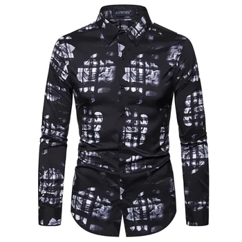 

Spring New Arrival Plus-size Shirts Digital Printed European Size Long-sleeve Shirts for Men