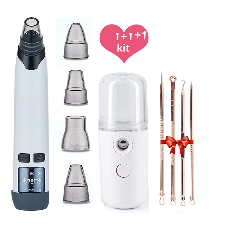 Blackhead Remover Pore Vacuum -Electric Nano Spray Skin care Tool Acne Extractor Facial Cleaner Suction Tools Kit for Women Men | Красота и
