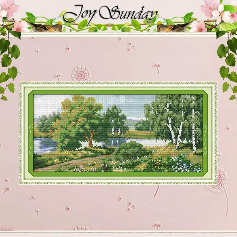 Набор для вышивки крестиком The Trees вдоль реки 11CT 14CT оптовая продажа|cross stitch 11ct|cross