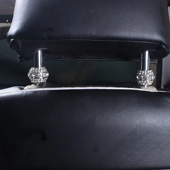 

2pcs Ornament Bling Rhinestone Truck Seat Rod Interior Decoration Car Headrest Ring Collar Auto Styling Stylish Accessories