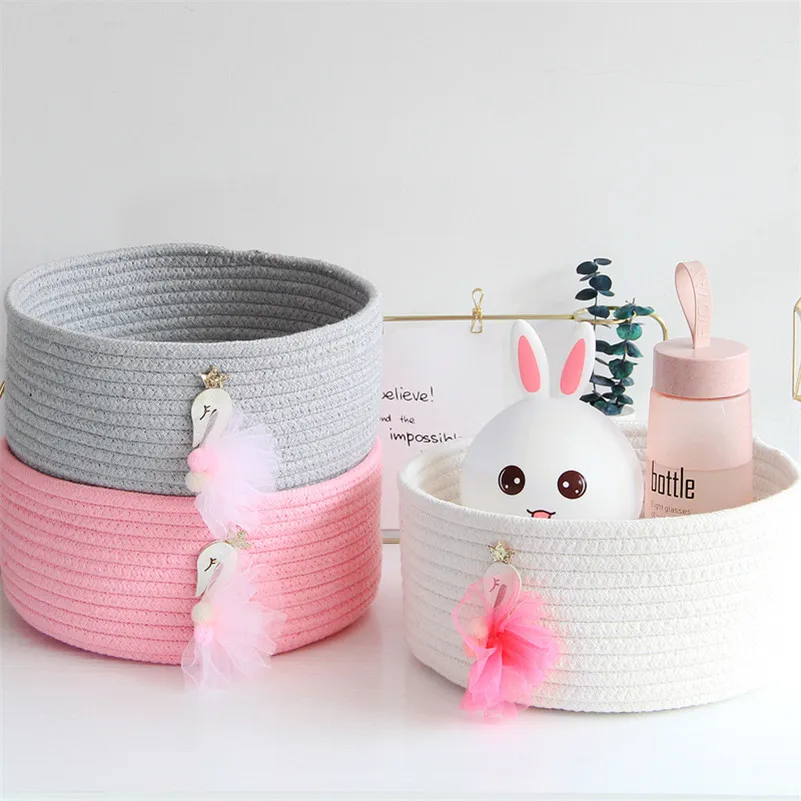Cotton Rope Woven Storage Basket Home Office Shop Desktop Decoration Accessories Organizer for Toys Make Up Sundries | Дом и сад