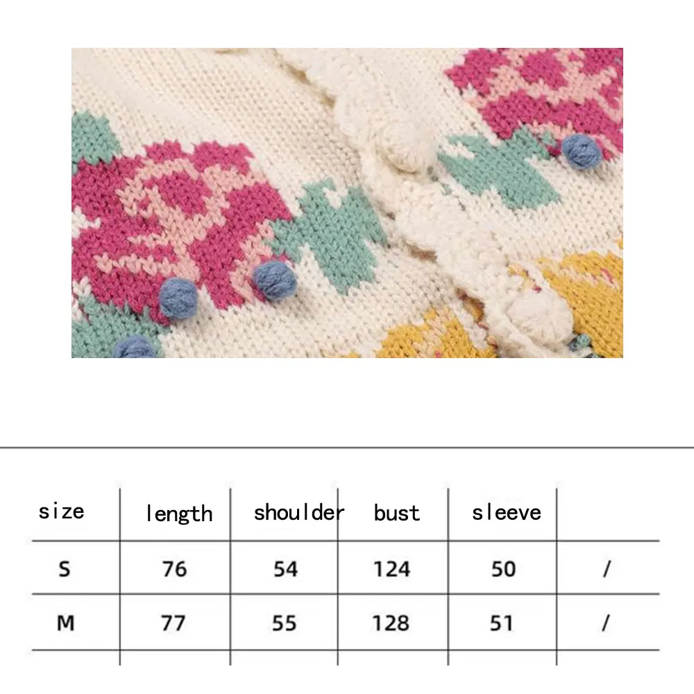 Embroidered Flower Knitted Cardigan Sweater Coat