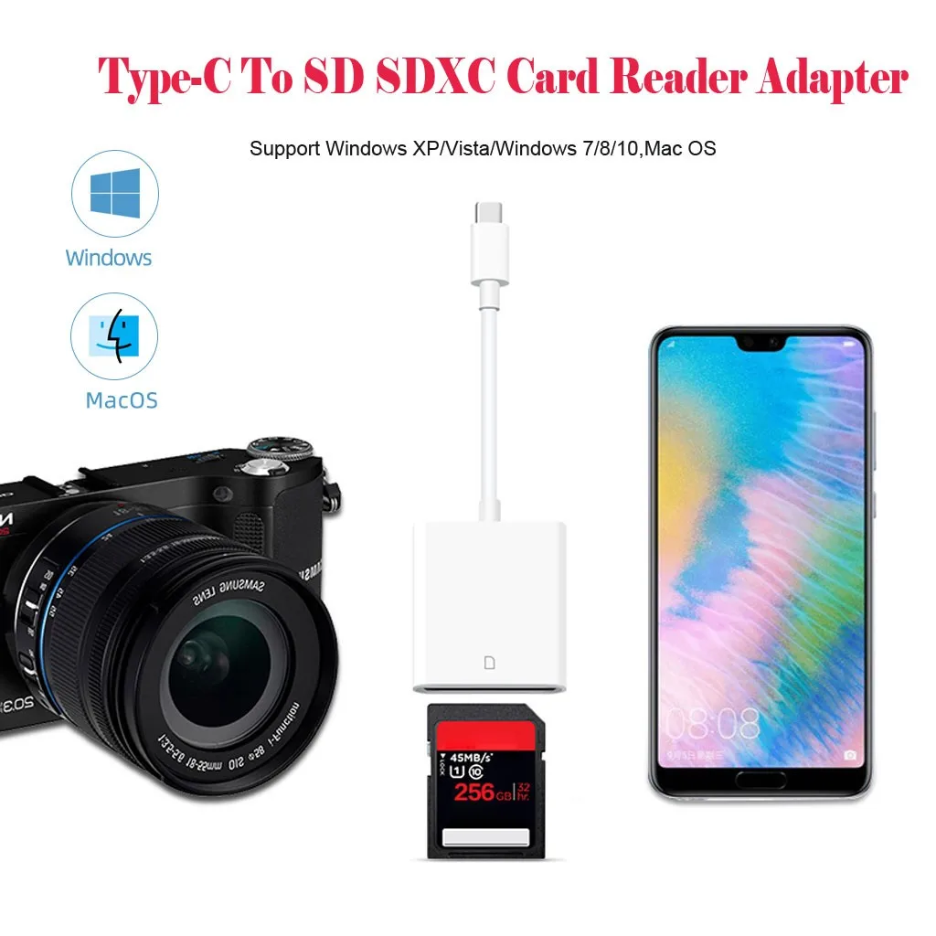 USB 3,1 type C USB C для SD SDXC кардридер Кабель-адаптер для samsung Note 10
