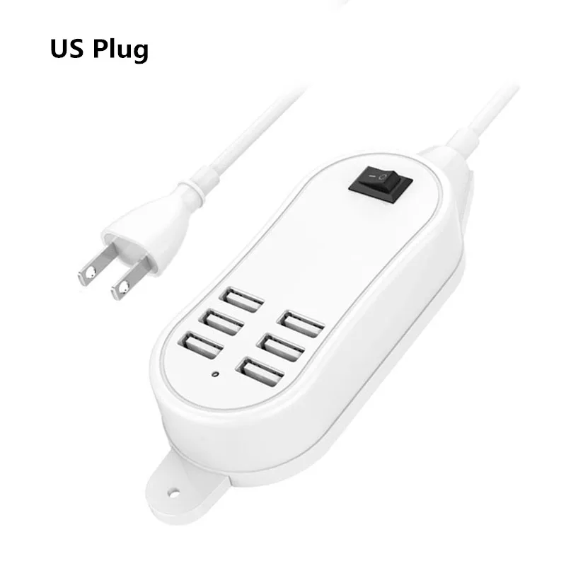 6 портов USB зарядное устройство для iPhone iPad samsung S8 S9 несколько настенных зарядных устройств 5 В/5A ЕС США штекер Адаптер мобильный телефон Универсальное зарядное устройство - Тип штекера: US