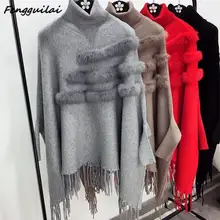 New Spring Autumn Gray Pullovers Sweaters Loose Tassel Soft Shawl Poncho Women Slash Neck Bat Long Sleeve Pullover Sweater Shawl New Spring Autumn Gray Pullovers Sweaters Loose Tassel Soft Shawl Poncho Women Slash Neck Bat Long Sleeve Pullover Sweater Shawl