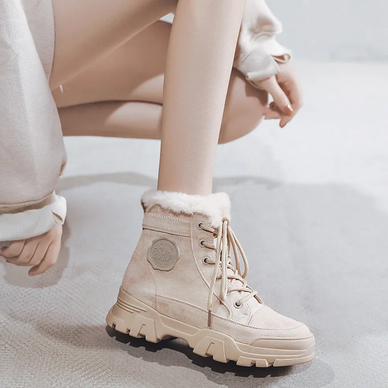 

Red Man CHIC Martin Boots Women's Autumn And Winter plus Velvet Dull Polish British-Style Short Boots Women's 2019 New Style Thi